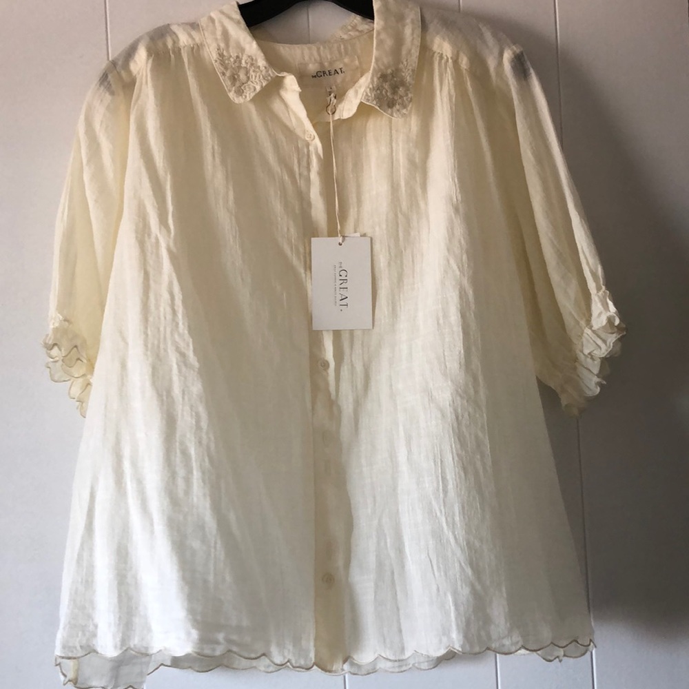 The Great brand size 3 button up cream blouse NWT